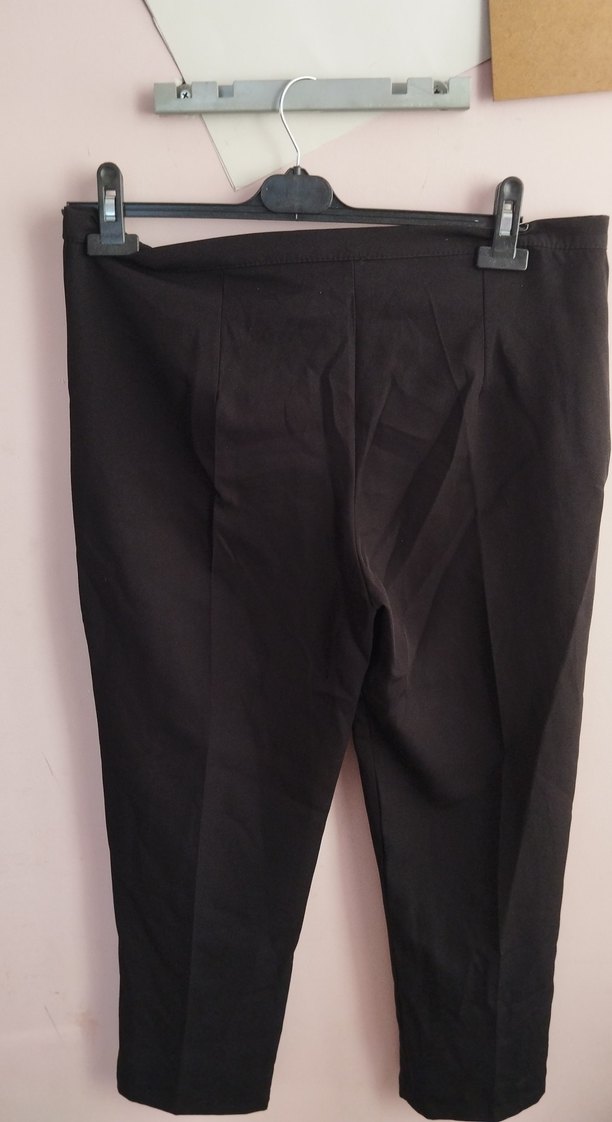 Siyah Kadın Kumaş Pantolon Midi Boy - Görsel 3