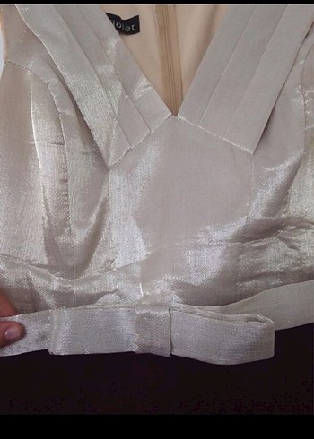 Bordo Uzun Abiye Elbise V Yakalı - Görsel 2