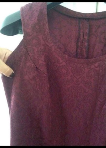 Bordo Uzun Drapeli Kadın Elbise - Görsel 3