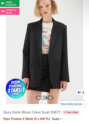 Quzu Quzu Siyah Kadın Blazer Ceket