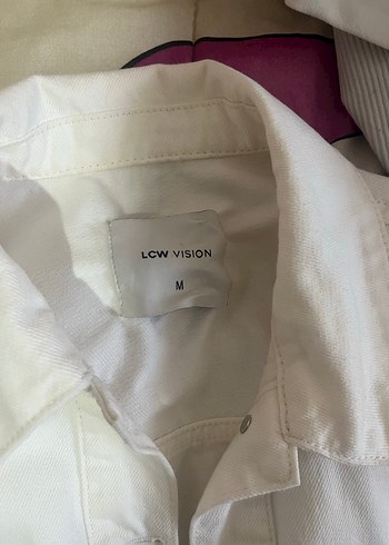 m Beden Düğmeli Beyaz Kadın Denim Ceket