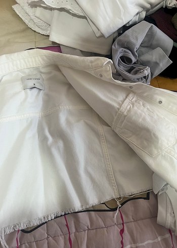 LC Waikiki Düğmeli Beyaz Kadın Denim Ceket