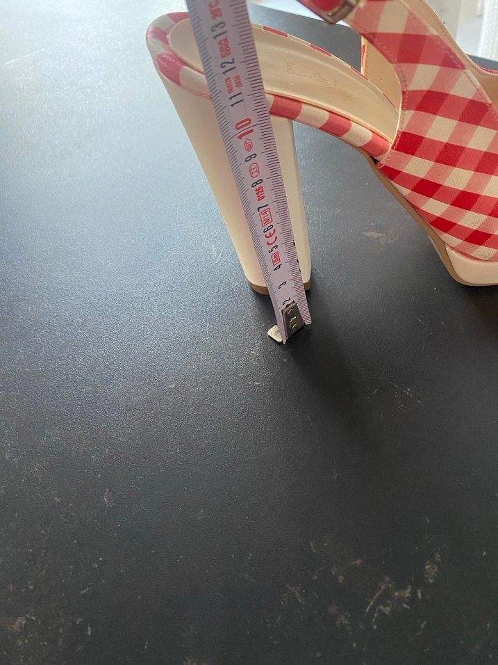 L&L marka Kırmızı Kareli Platform Topuklu Ayakkabı - Görsel 4