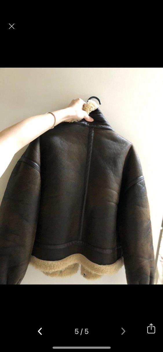 Kahverengi Kürklü Deri Kadın Mont - Görsel 4