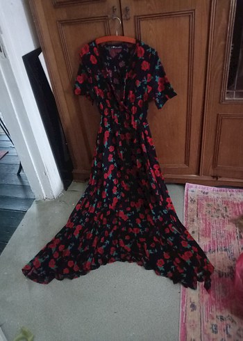 Fashion Angel Çiçek Desenli Uzun elbise
