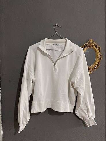 Yarım fermuarlı crop sweatshirt