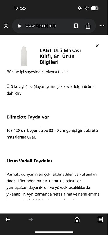 Beden Ütü masası kılıfı