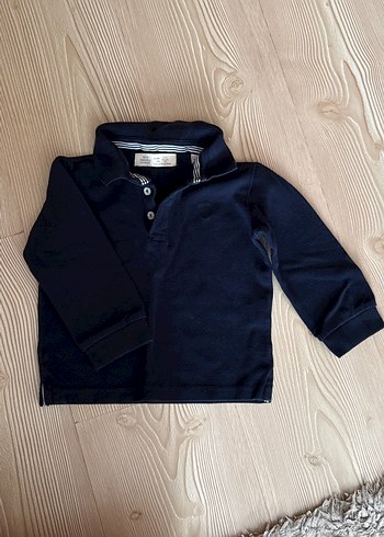 Zara Erkek Çocuk Lacivert Uzun Kollu Polo Tişört