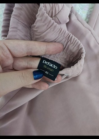 Kadın toz pembe  Kumaş Pantolon - Görsel 3