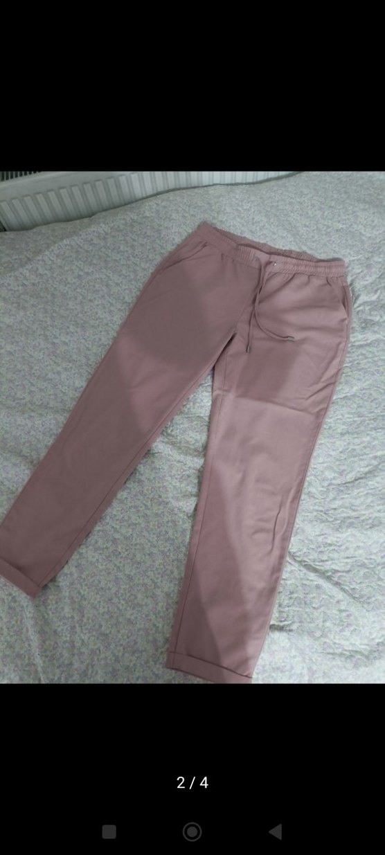 Kadın toz pembe  Kumaş Pantolon - Görsel 2