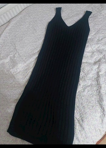 Siyah Triko Uzun Kadın Elbise - Görsel 2