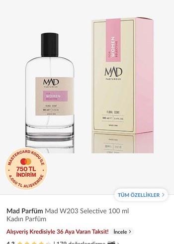 Mad Parfüm W203 Armani Si muadili 100 ml Kadın Parfüm