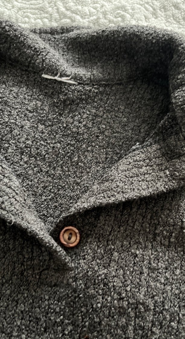 Gri Düğmeli Kadın Keten Kazak - Görsel 3