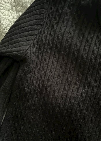 Siyah Düğmeli Örgü Kadın Kazak - Görsel 3