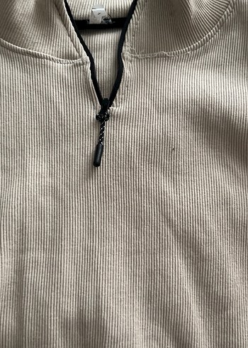 Bej Yarım Fermuarlı Kadın Sweatshirt - Görsel 2