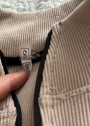 Bej Yarım Fermuarlı Kadın Sweatshirt - Görsel 3