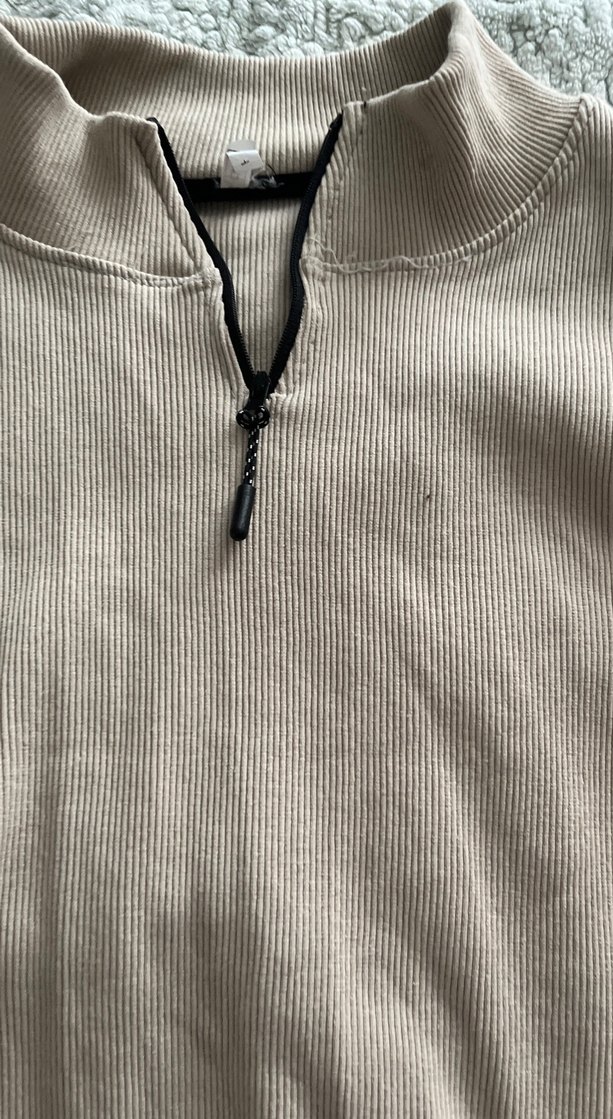 Bej Yarım Fermuarlı Kadın Sweatshirt - Görsel 2