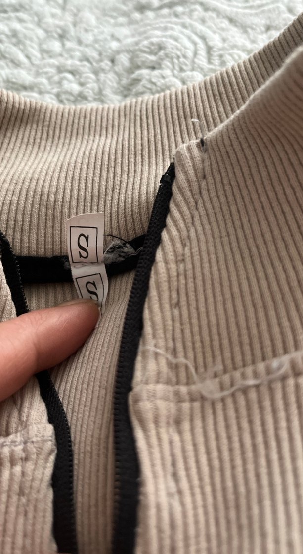 Bej Yarım Fermuarlı Kadın Sweatshirt - Görsel 3