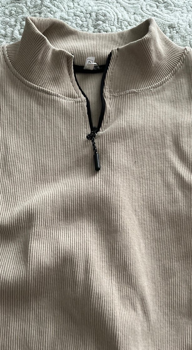 Bej Yarım Fermuarlı Kadın Sweatshirt - Görsel 4