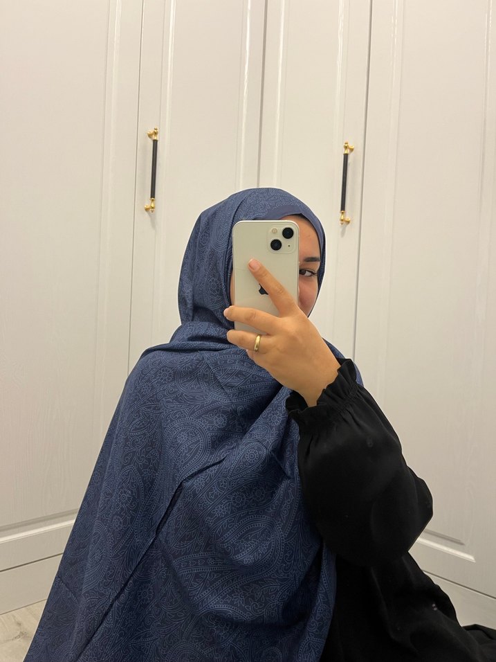 Pamuklu Soft İnci Desen Şal-Lacivert - Görsel 2