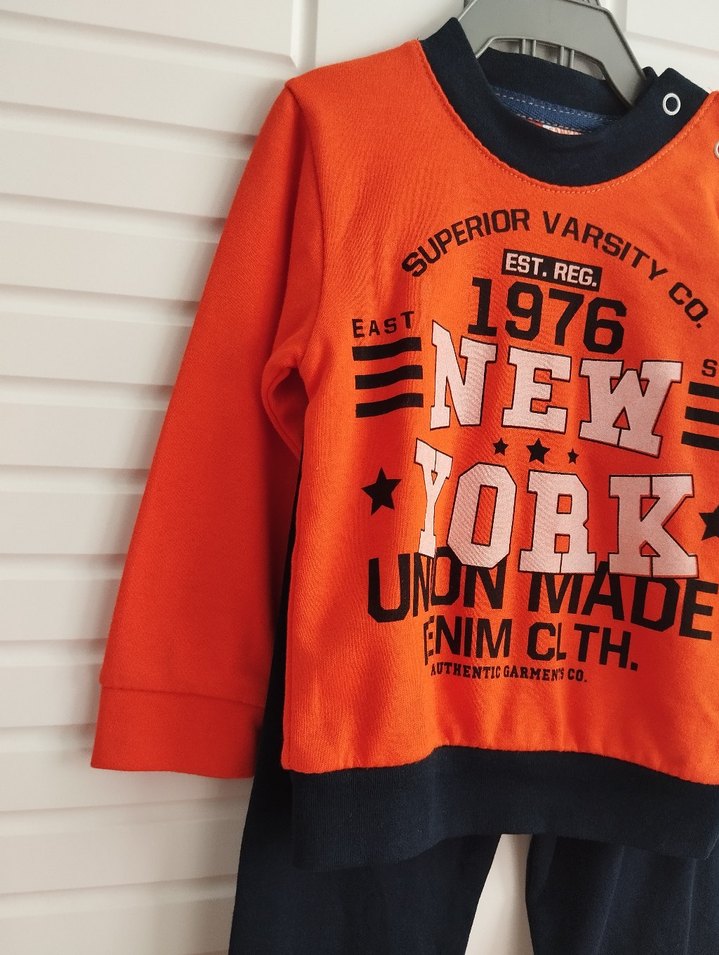 Turuncu Baskılı Bebek Takımı - Görsel 2