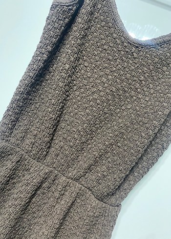 Kahverengi Mini Triko şortlu tulum - Görsel 3