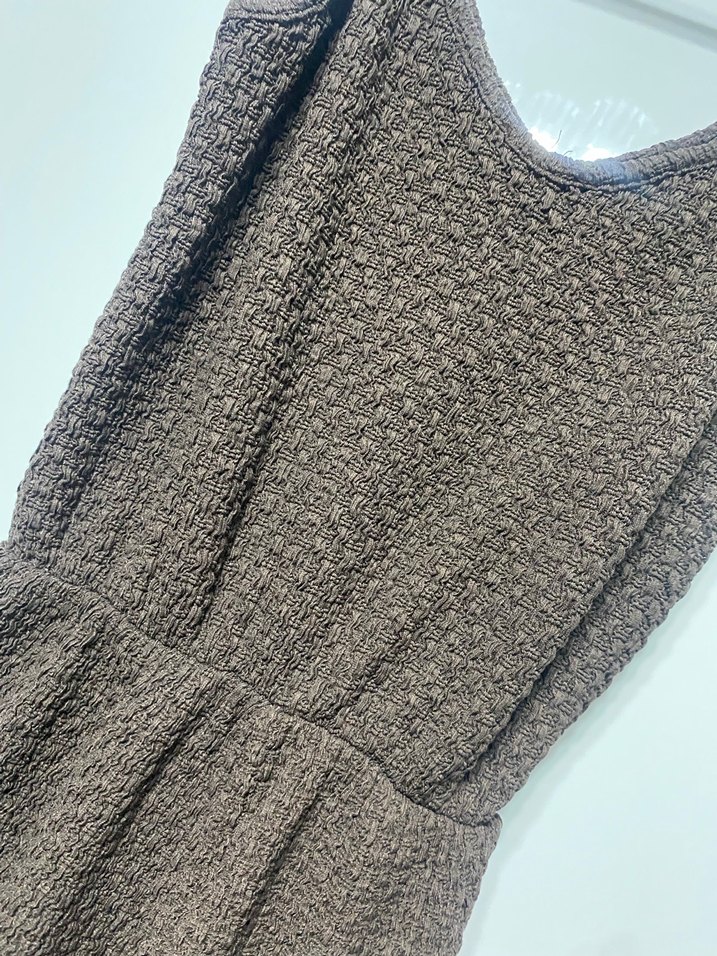 Kahverengi Mini Triko şortlu tulum - Görsel 3