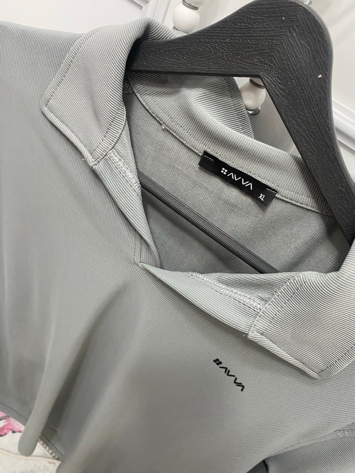 Gri Kısa Kollu Polo Tişört - Görsel 3