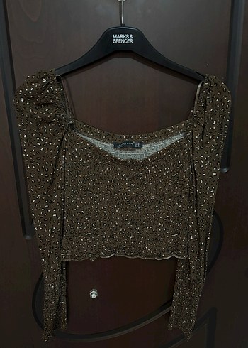 Kadın Kahverengi Desenli Bluz - Görsel 2