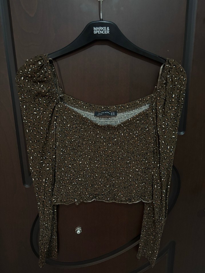 Kadın Kahverengi Desenli Bluz - Görsel 2