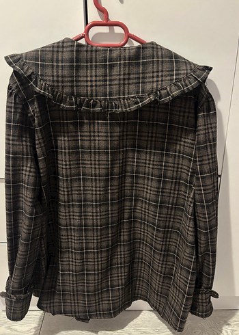 Kahve Kareli Düğmeli Kadın Gömlek - Görsel 4