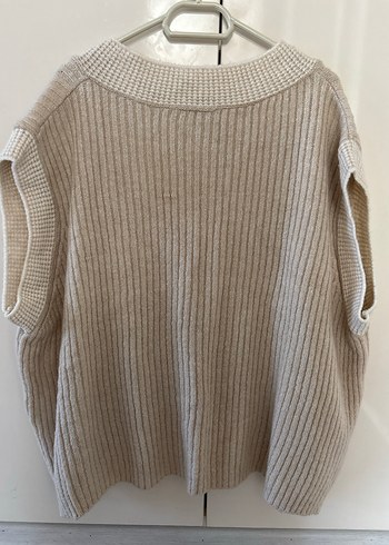 V Yaka Bej Triko Kadın Süveter - Görsel 2