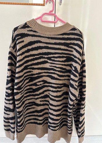 Zebra Desenli Örme Kadın Kazak - Görsel 2