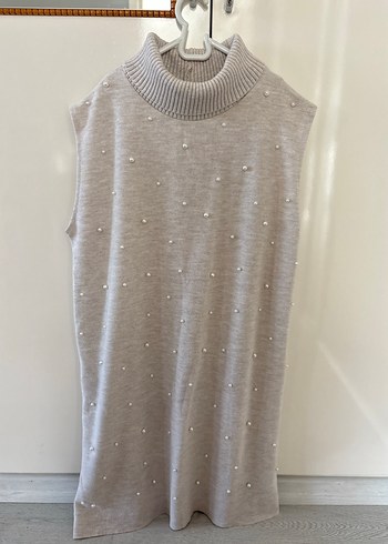 İnci Detaylı Boğazlı Kolsuz Triko elbise - Görsel 2