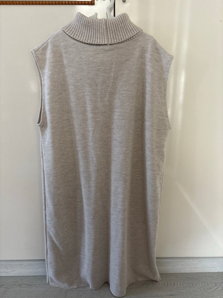 İnci Detaylı Boğazlı Kolsuz Triko elbise - Görsel 4