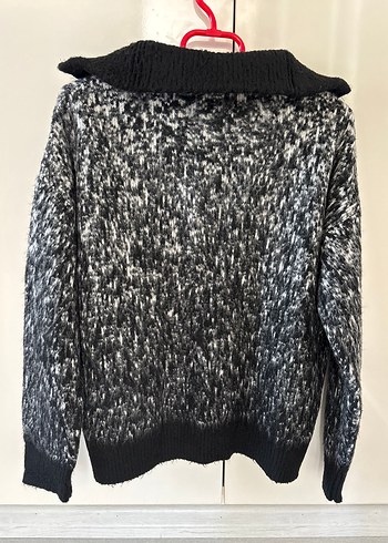 Gri Yarım Fermuarlı Örgü Kadın Kazak - Görsel 2