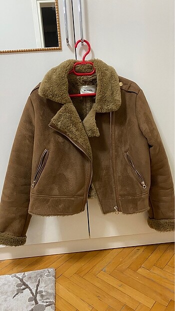 m Beden camel Renk stradivarius kürklü biker ceket