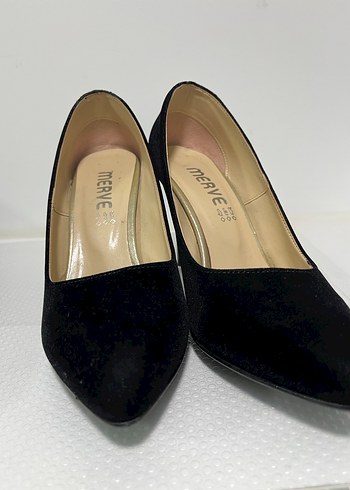 Siyah Süet Stiletto Kadın Ayakkabı - Görsel 2