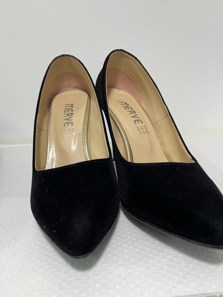 Siyah Süet Stiletto Kadın Ayakkabı - Görsel 2