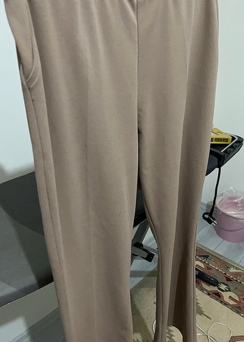 Bej Kadın Kumaş Pantolon İspanyol paça - Görsel 4
