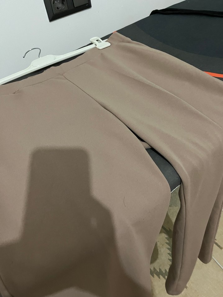 Bej Kadın Kumaş Pantolon İspanyol paça - Görsel 2