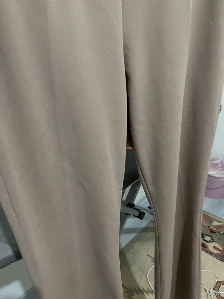 Bej Kadın Kumaş Pantolon İspanyol paça - Görsel 3