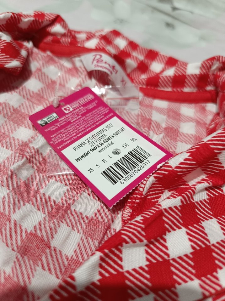 Kırmızı Ekose Mini Kadın Pijama Takımı - Görsel 2