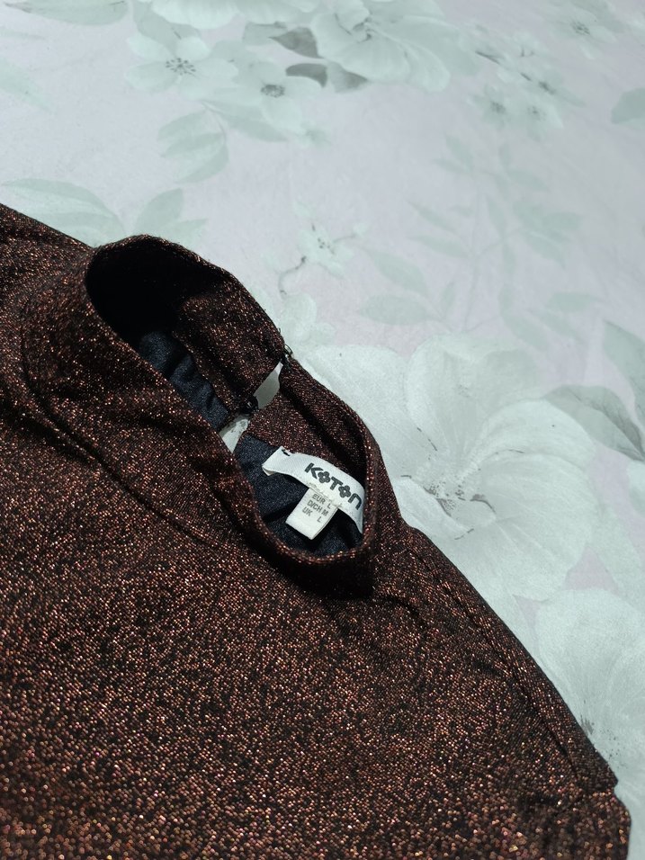 Uzun Kollu Kahverengi Drapeli Kadın Elbise - Görsel 4