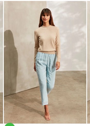 Bej Kadın Yün Bisiklet Yaka Kazak - Görsel 2