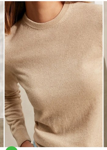 Bej Kadın Yün Bisiklet Yaka Kazak - Görsel 3