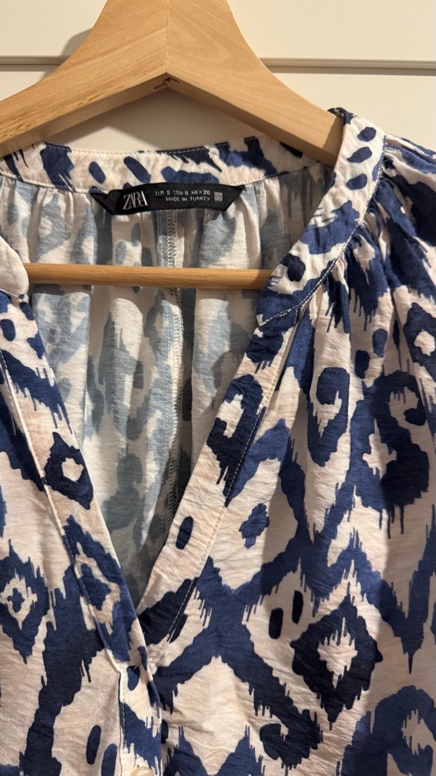 Zara Bohem Desenli Düğmeli V Yaka Kadın Gömlek - Görsel 2