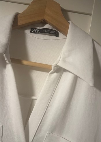 Zara Düğmeli Beyaz Uzun Keten Elbise - Görsel 3