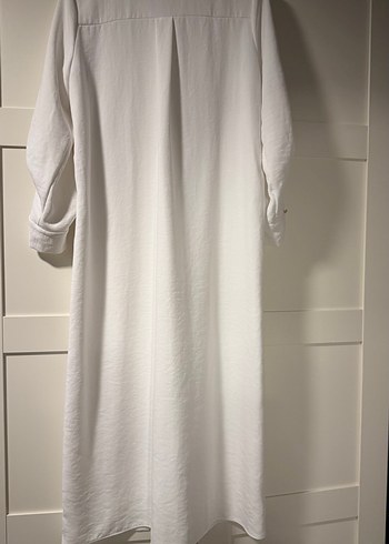 Zara Düğmeli Beyaz Uzun Keten Elbise - Görsel 4
