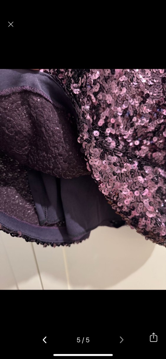 Mor Simli V Yaka Midi Elbise - Görsel 5